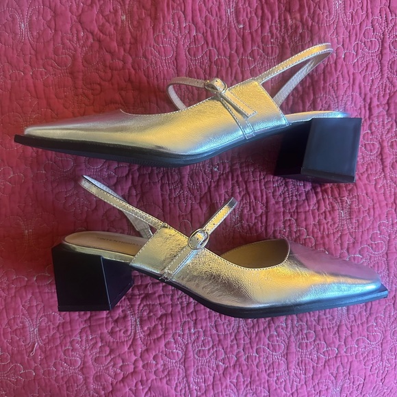 Intentionally Blank silver square-heel square-toe slingback - Picture 4 of 7